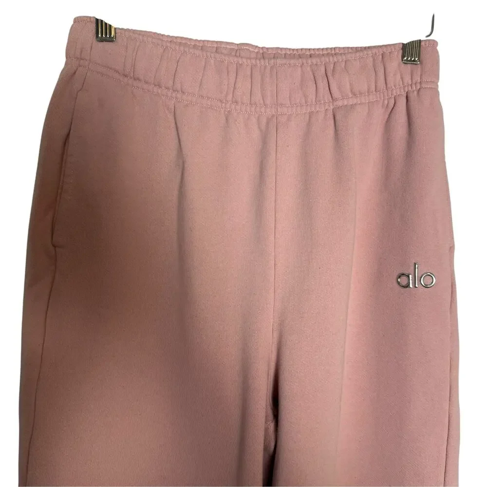 Alo Yoga Accolade Vintage Pink 2 Piece Sweatpants Crew Sweatshirt Set S